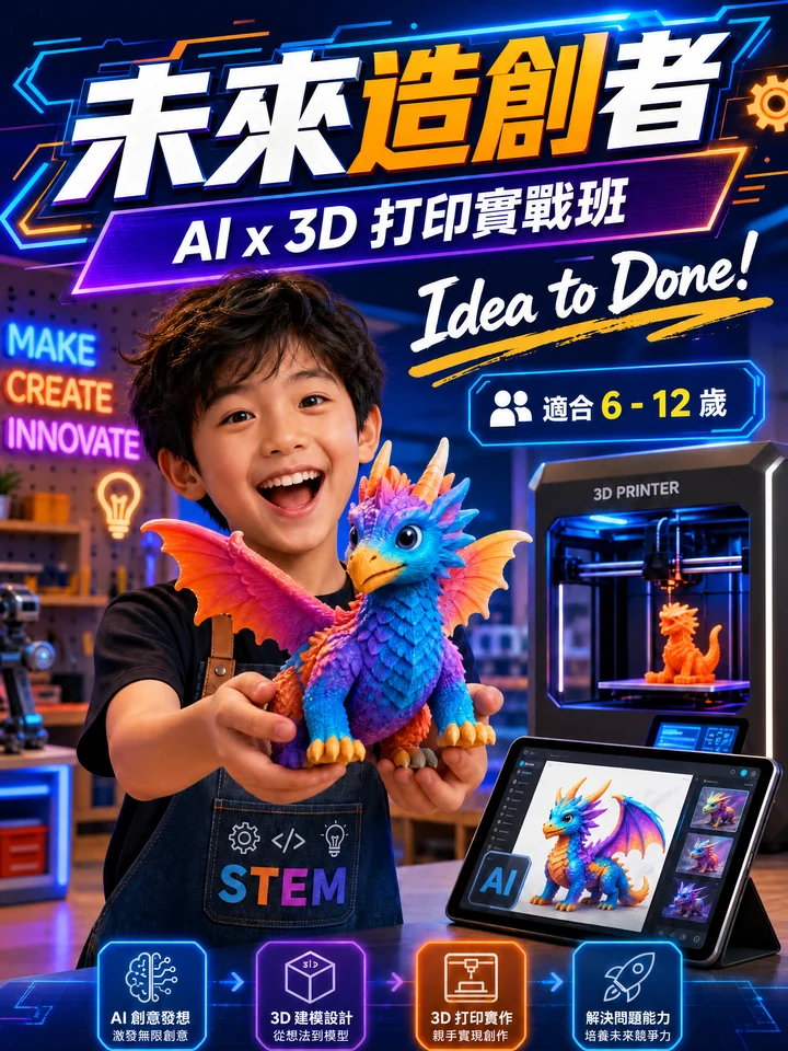 未來造創者 · AI × 3D打印實戰班廣告參考